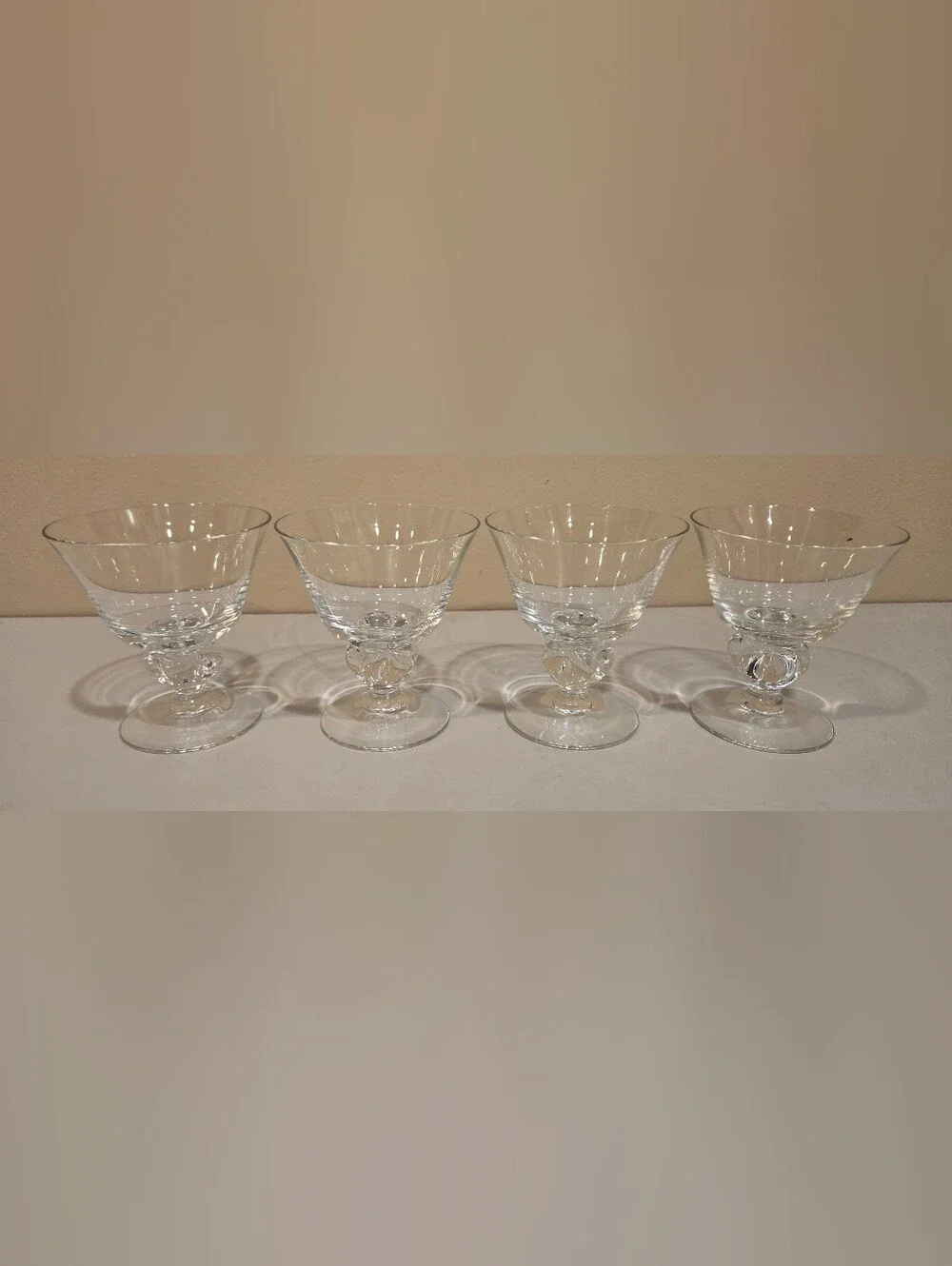 Vintage Astrid Five Lobe Stem Clear Glass Dessert Coupes - Set of 4